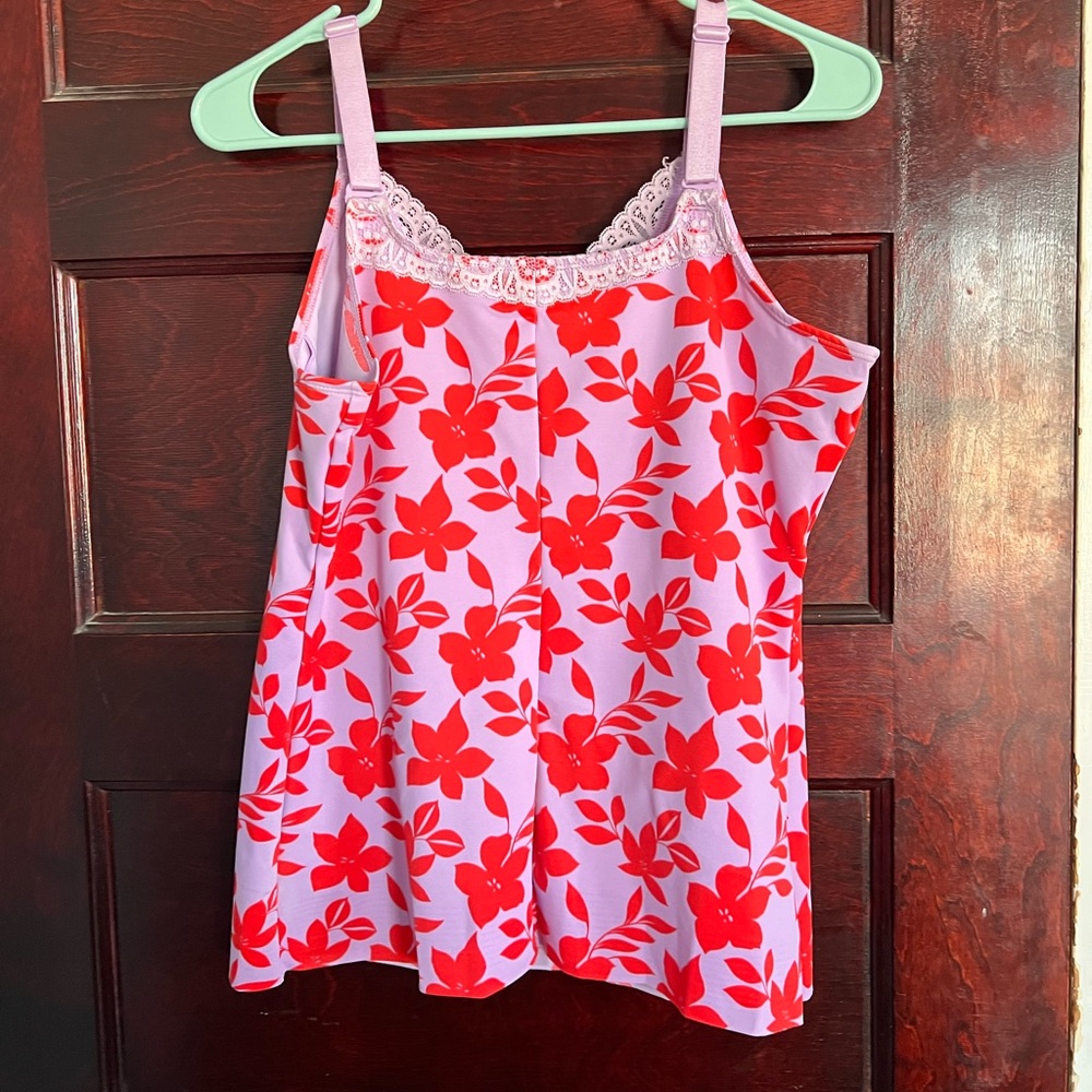 Ruby Ribbon Diva Lace Cami Floral Hibiscus Pink Purple size 42 - Picture 6 of 13